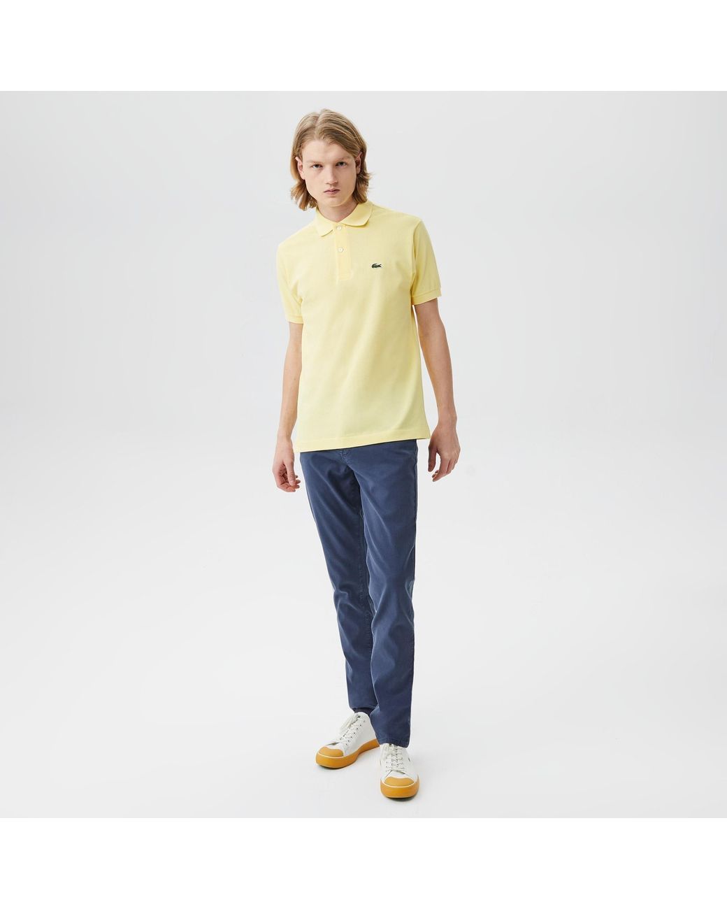 Lacoste Yellow Logo-Patch Polo Shirt for men