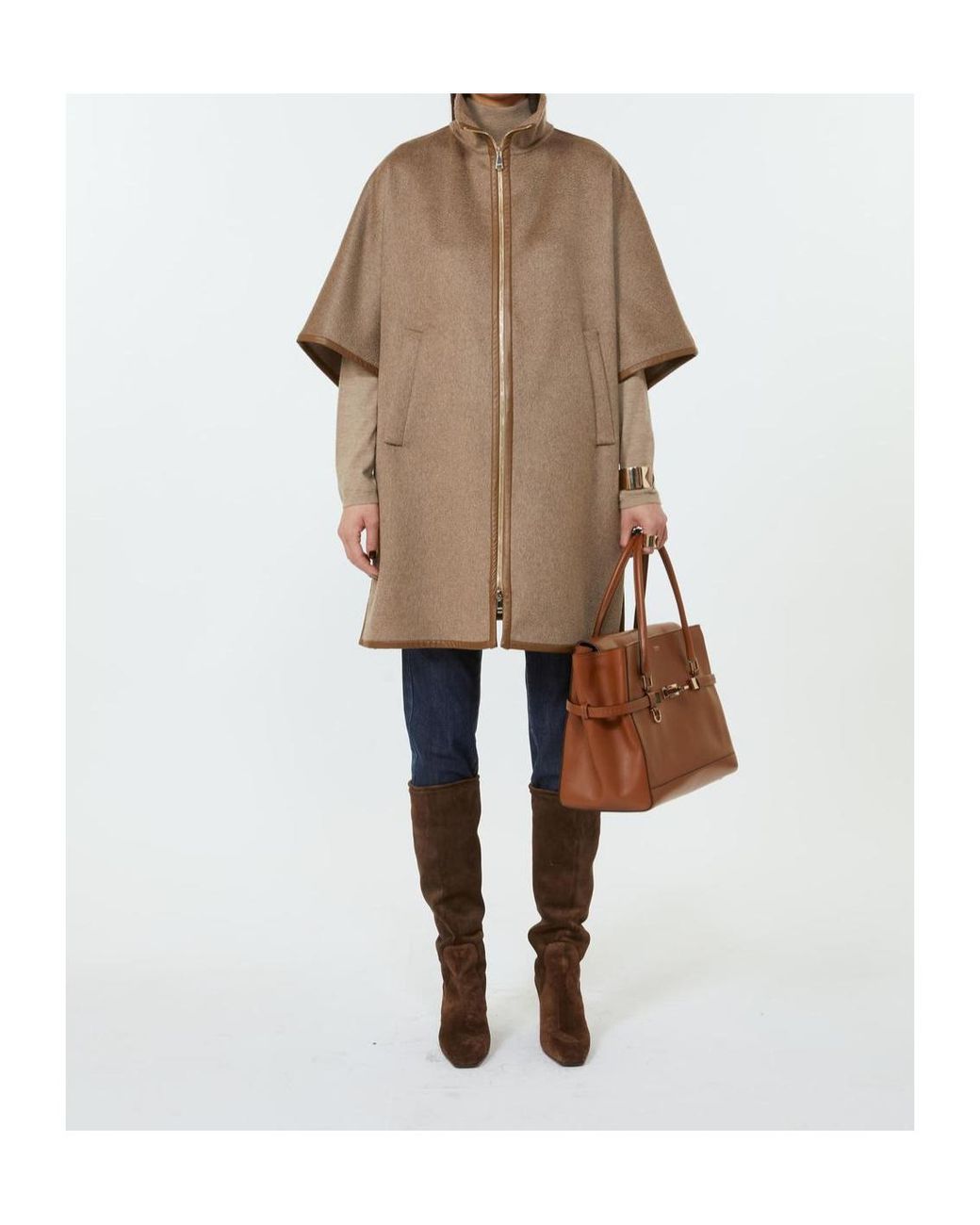 Max Mara Brown Natural Leather Handbag
