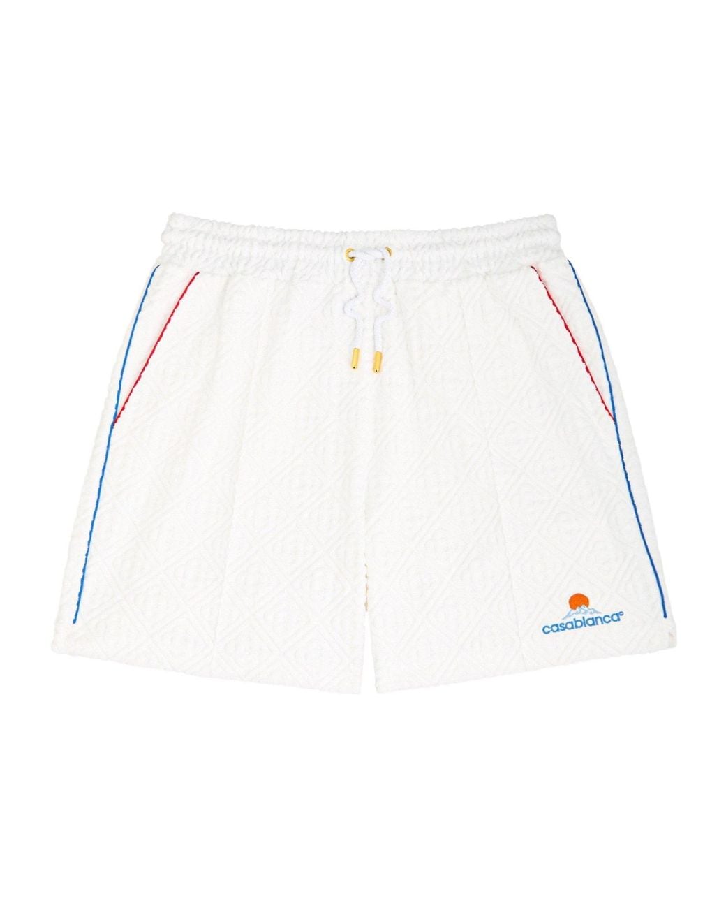 Casablanca White Diamond Jacquard Terry Drawstring Shorts for men