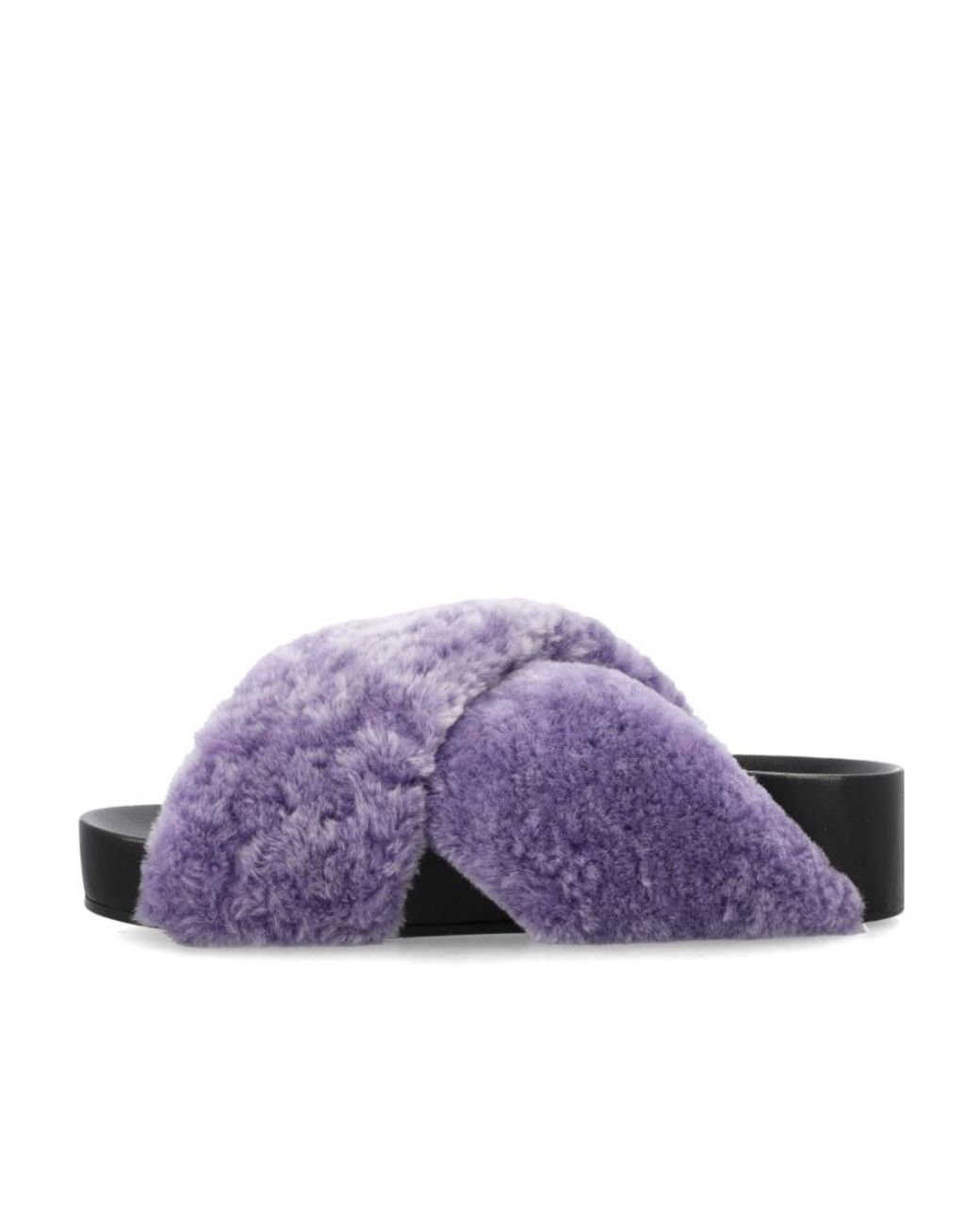 Jil Sander Purple Shearling Open-Toe Sandals