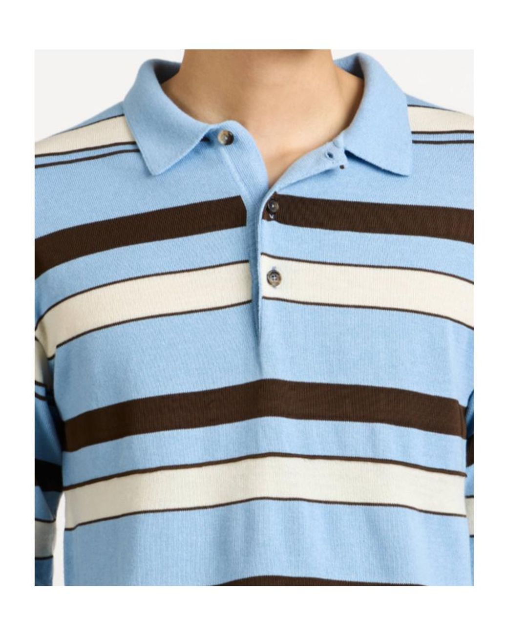 J.W. Anderson Blue Jw Anderson Knitted Striped Rugby Polo Top for men