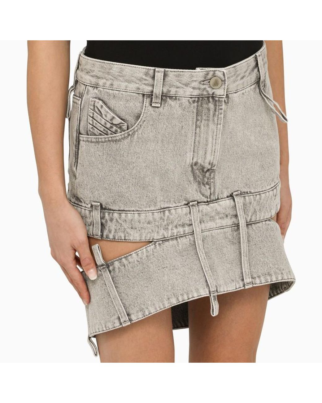 The Attico Multicolor The Cut-Out Mini Denim Skirt