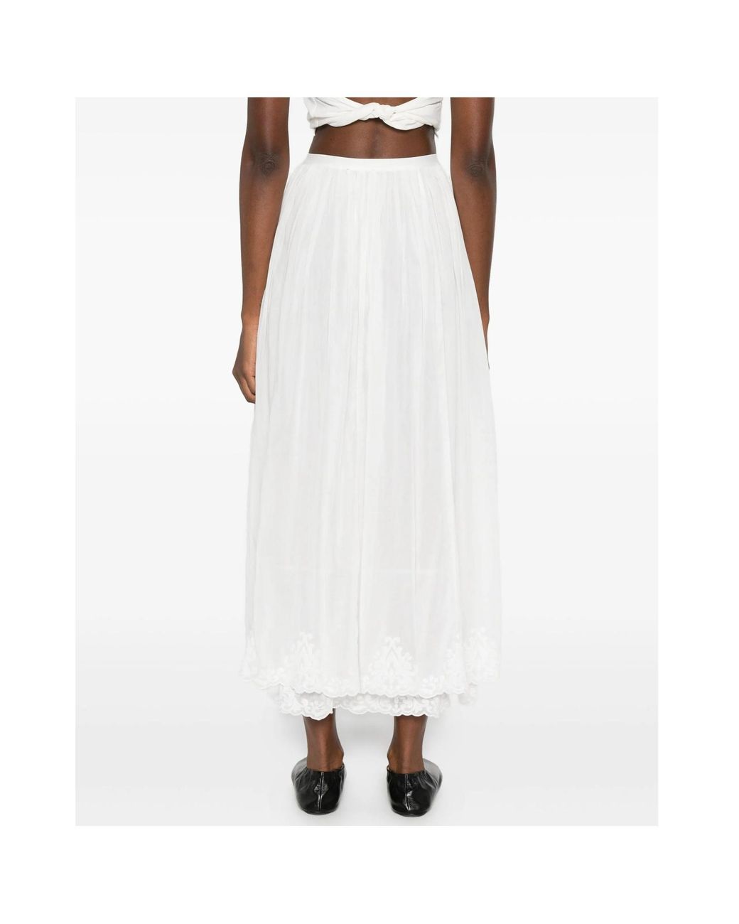 Forte_forte White Elastic Waist Skirt
