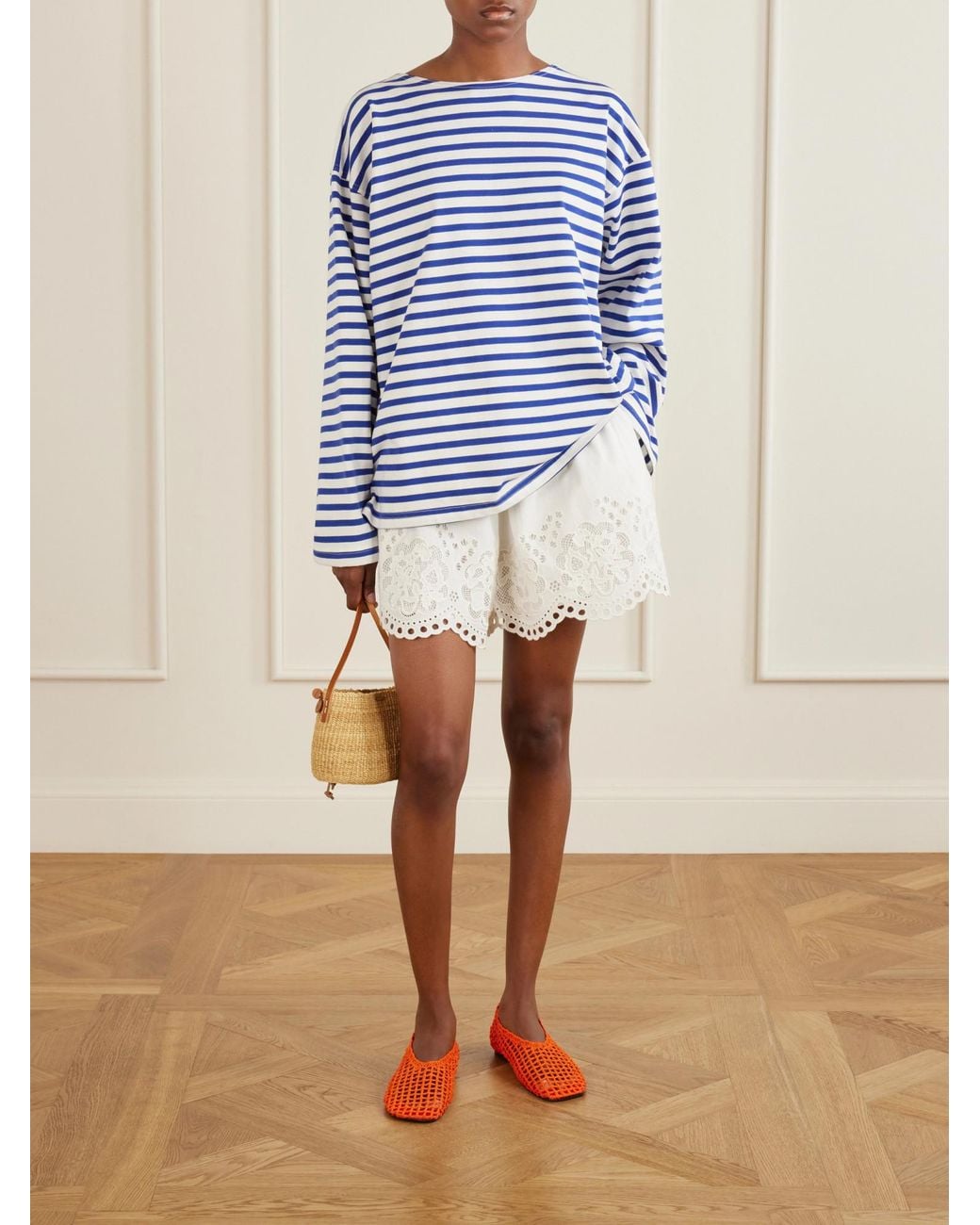 Sea White Lace-Detail Mini Shorts