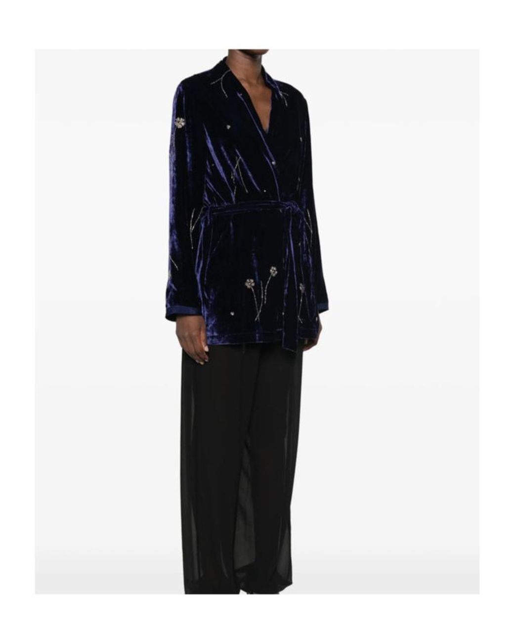 Forte_forte Blue Bead-Embellished Velvet Jacket