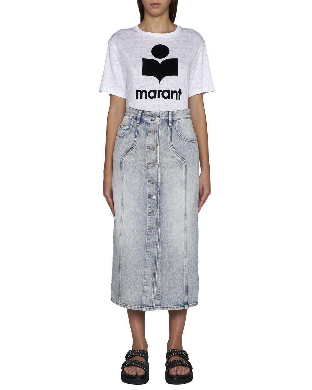 Isabel Marant Gray Isabel Marant Buttoned Midi Skirt