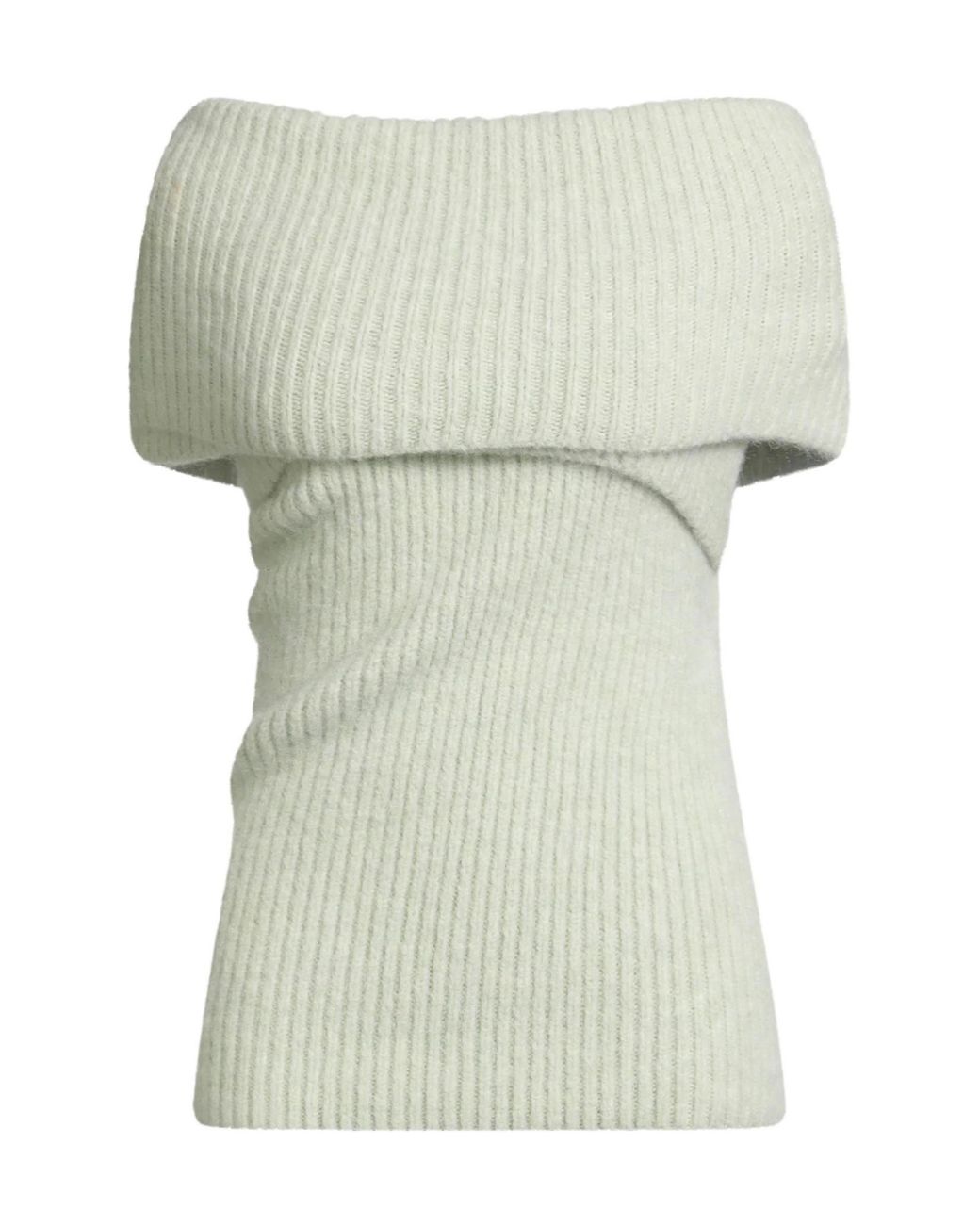 Rick Owens White Sleeveless High-Neck Knit Top