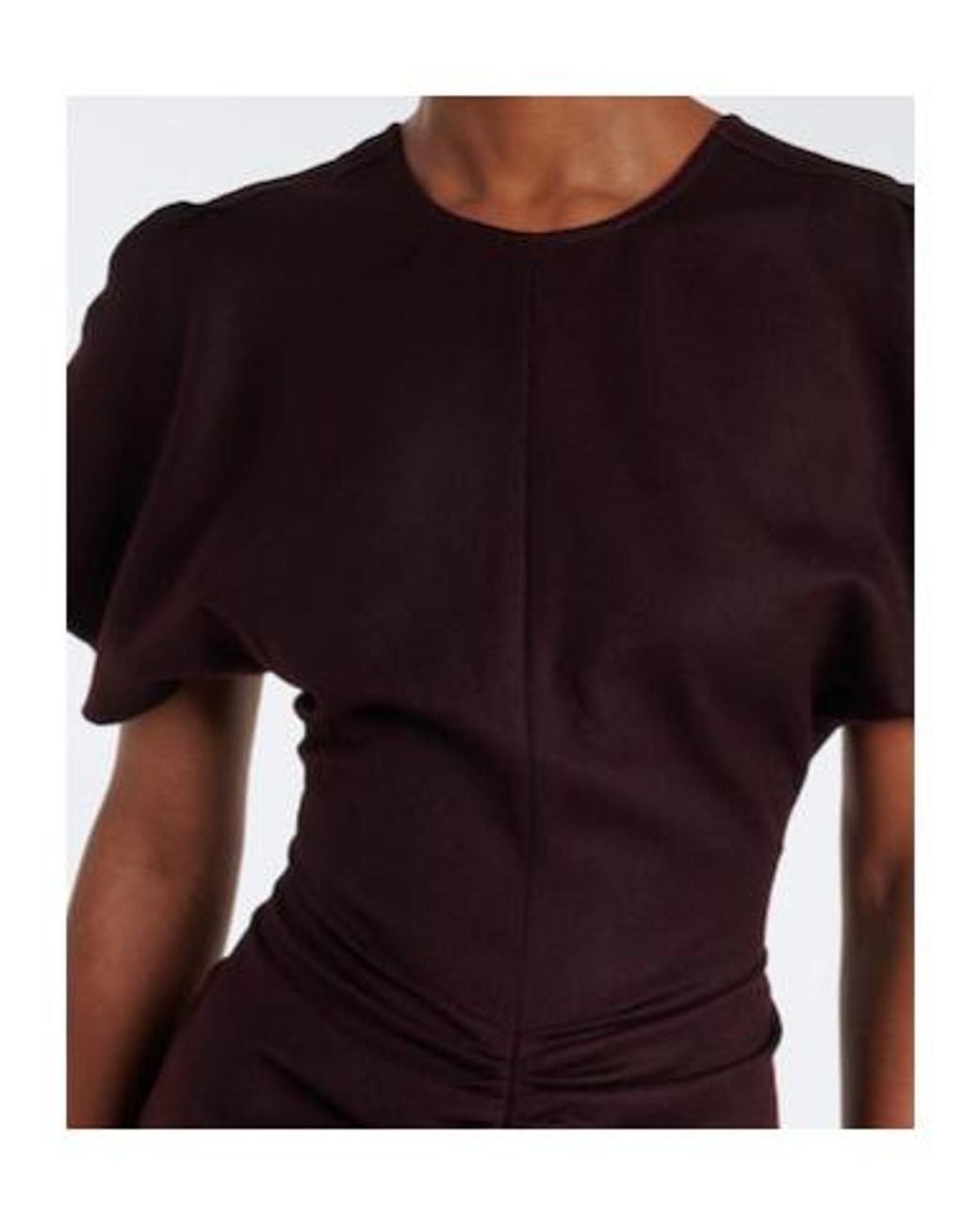 Victoria Beckham Purple Bela Gathered Virgin Wool Midi Dress