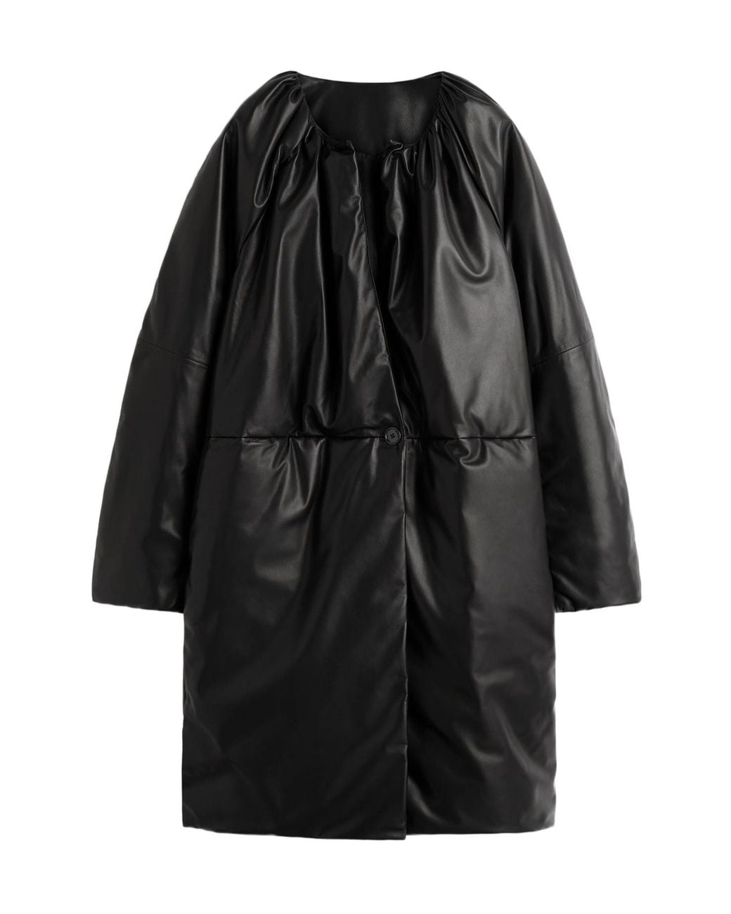 Totême Black Padded Leather Coat