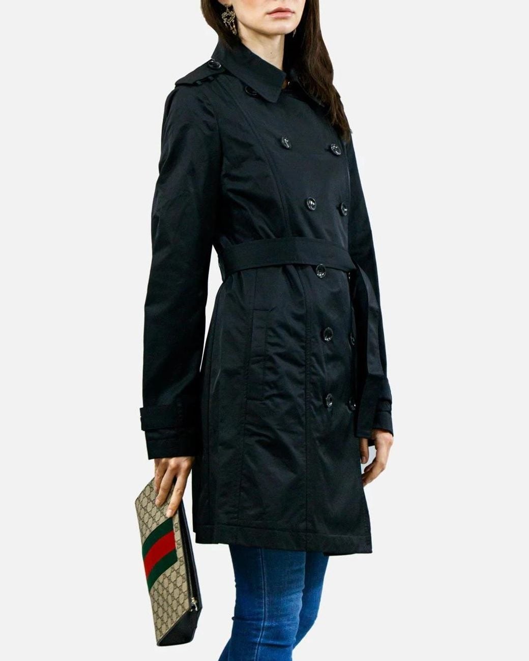 Armani Jeans Blue Double-Breasted Medium-Length Trench Coat
