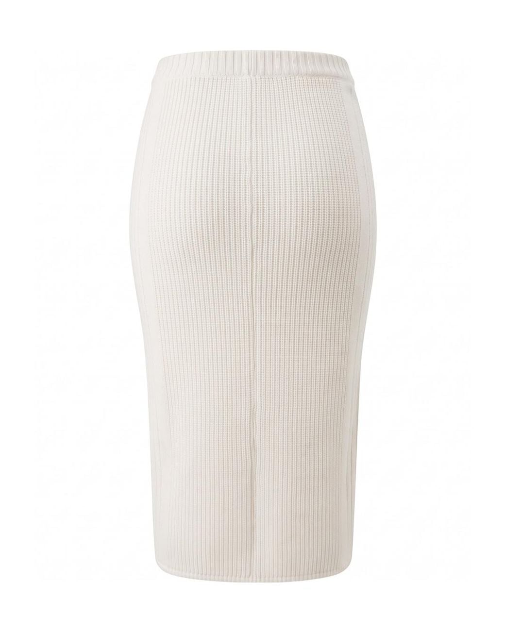 Patrizia Pepe White Zip-Detail Ribbed Knit Dress