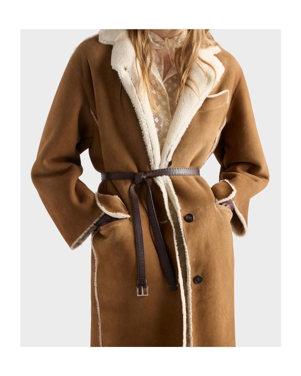 Prada Brown Shearling Coat