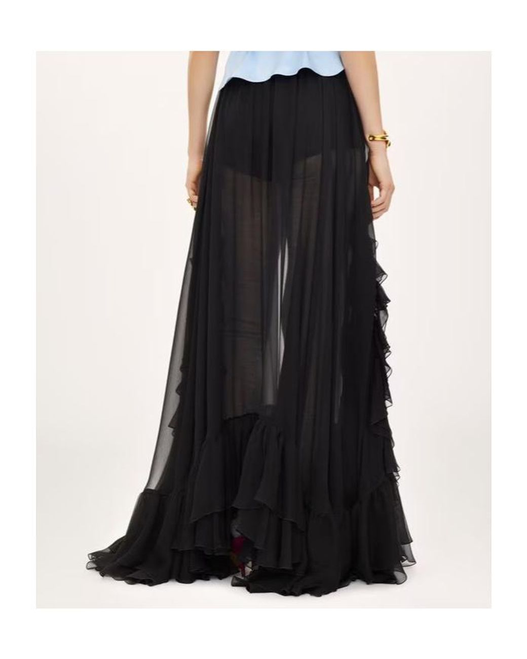 Chloé Black Chloé Sheer Ruffled Maxi Skirt
