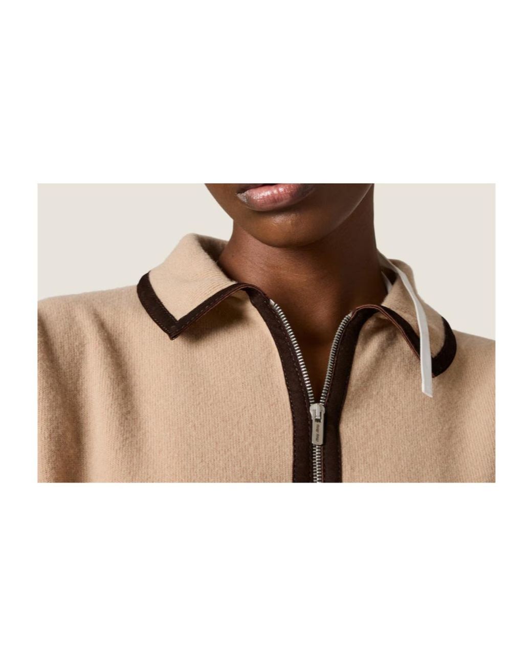 Miu Miu Natural Wool And Cashmere Polo Sweater
