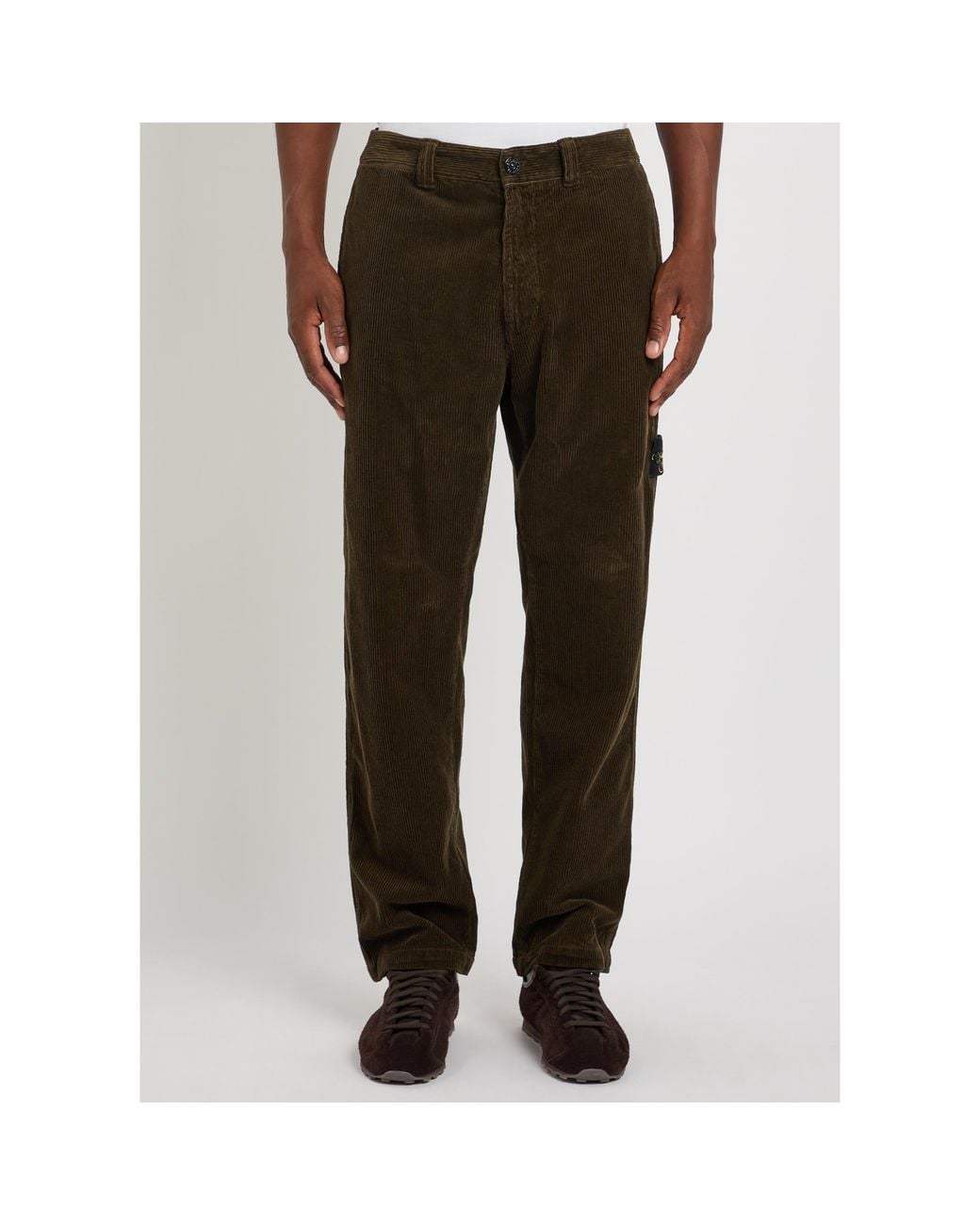 Stone Island Brown Corduroy Straight-Leg Trousers for men