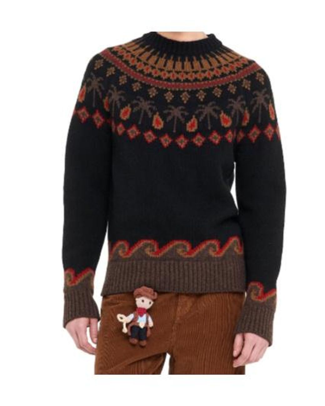 Alanui Black Sweet Winter Fair Isle Knitted Sweater for men