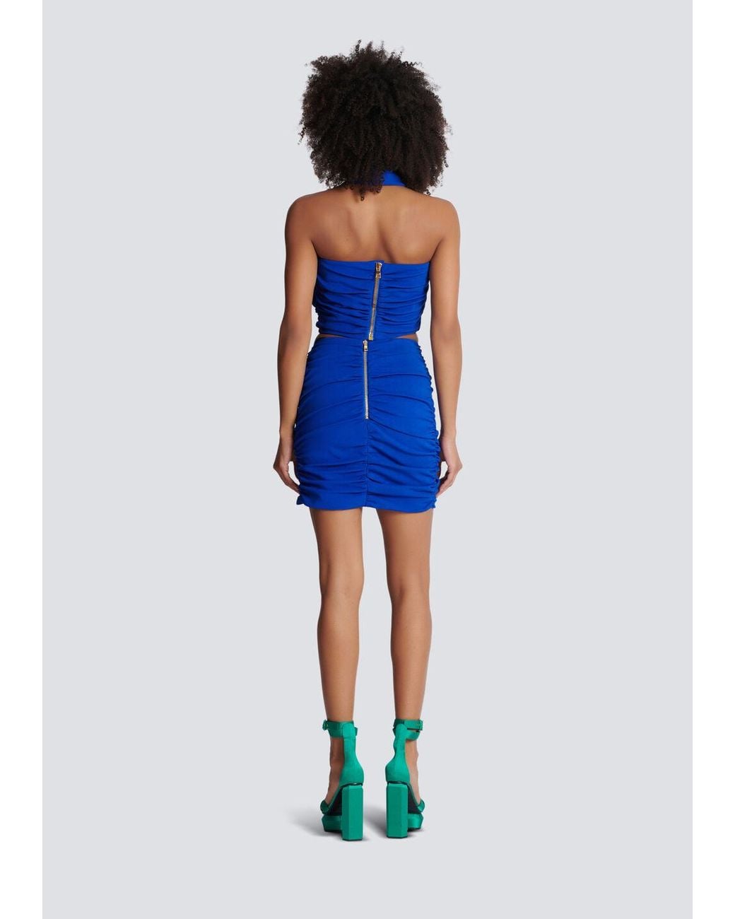 Balmain Blue Draped Jersey Skirt