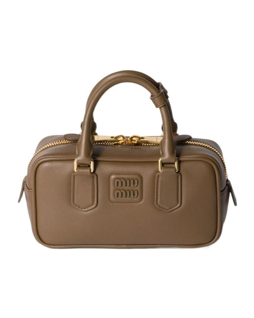 Miu Miu Brown Logo-Embossed Small Tote Bag