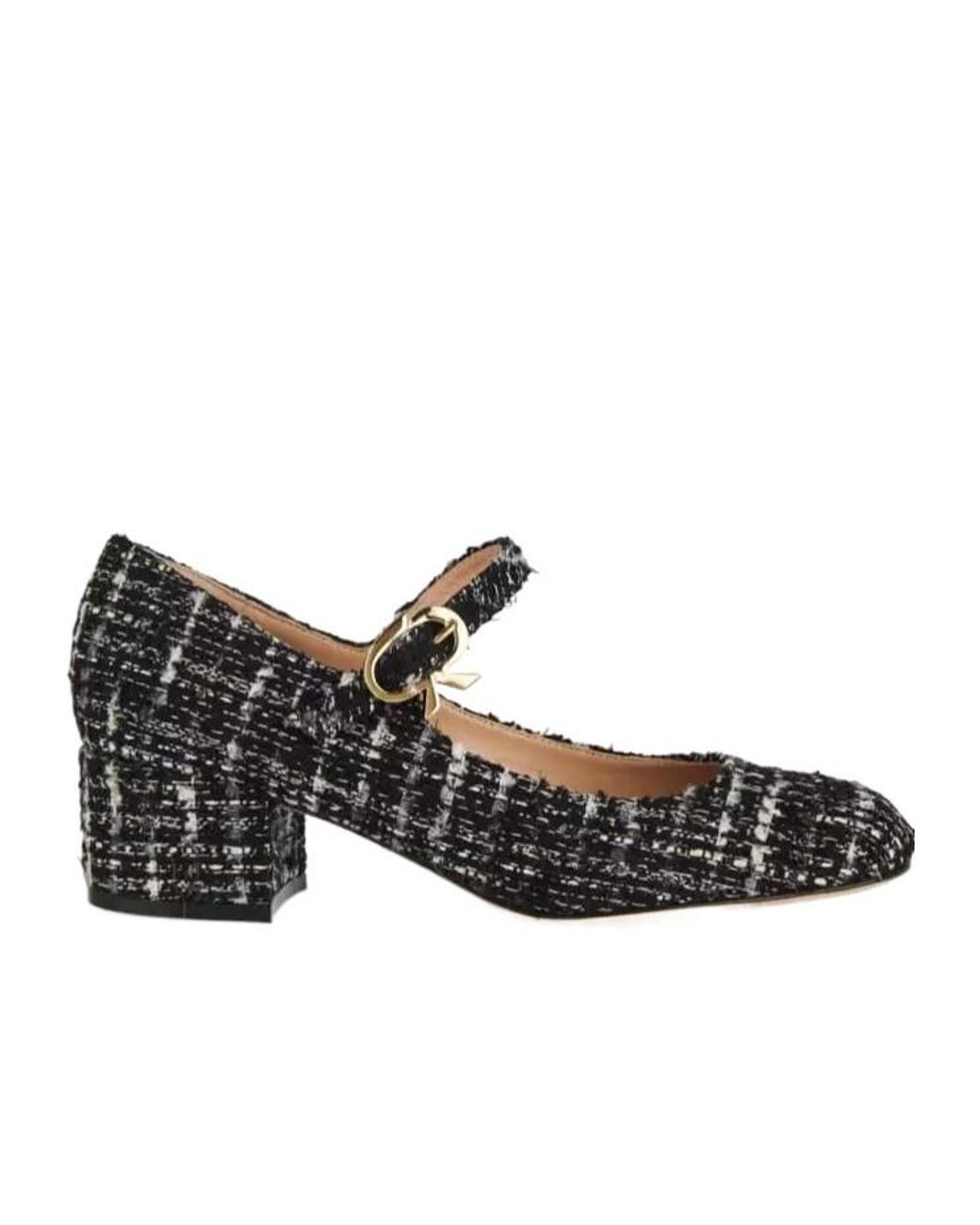 Gianvito Rossi Black Hoop Tweed High Heels