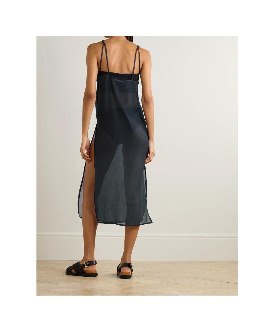 Frankie Shop Blue Madeline Voile Midi Dress