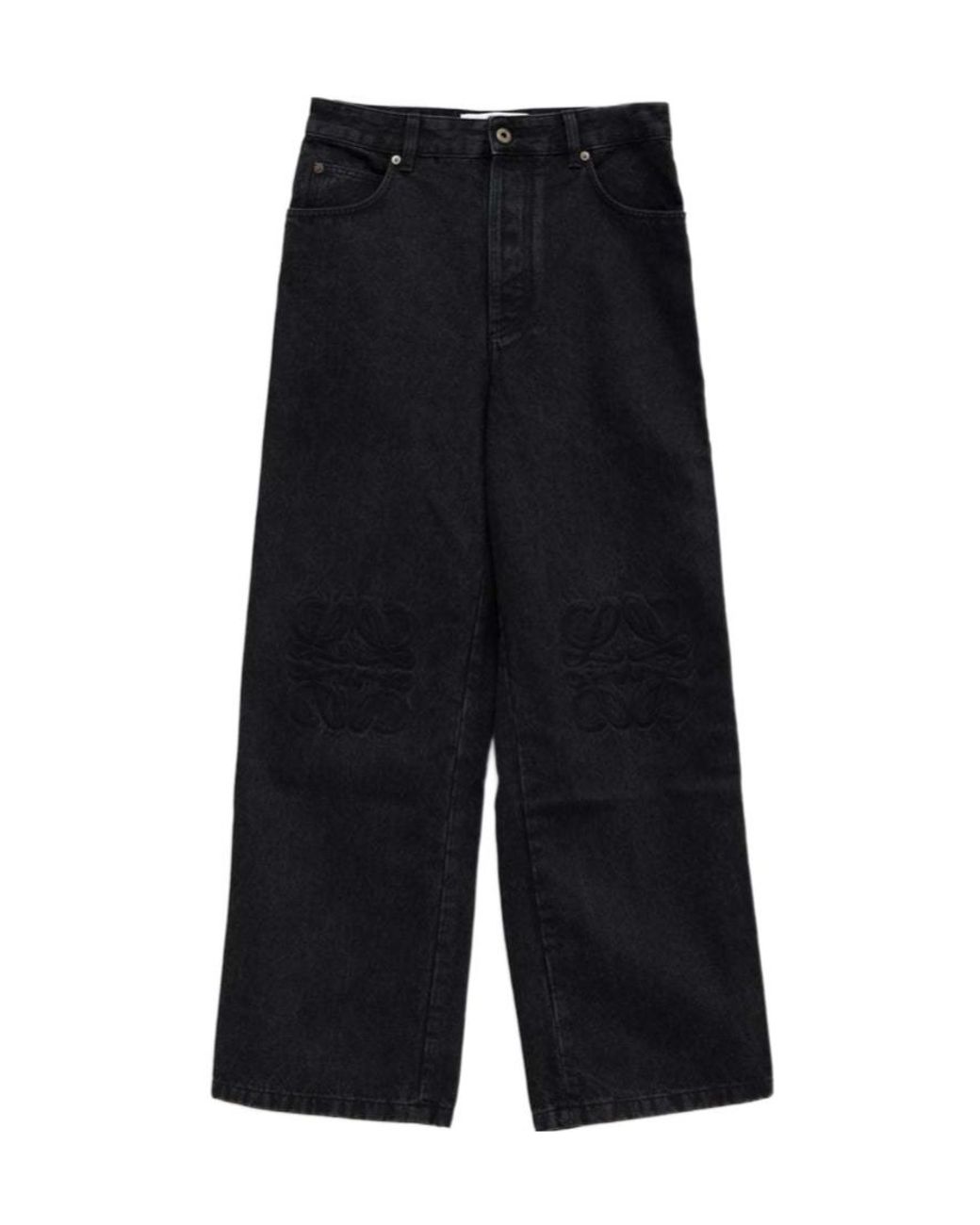 Loewe Black Anagram Baggy Wide Leg Jeans for men