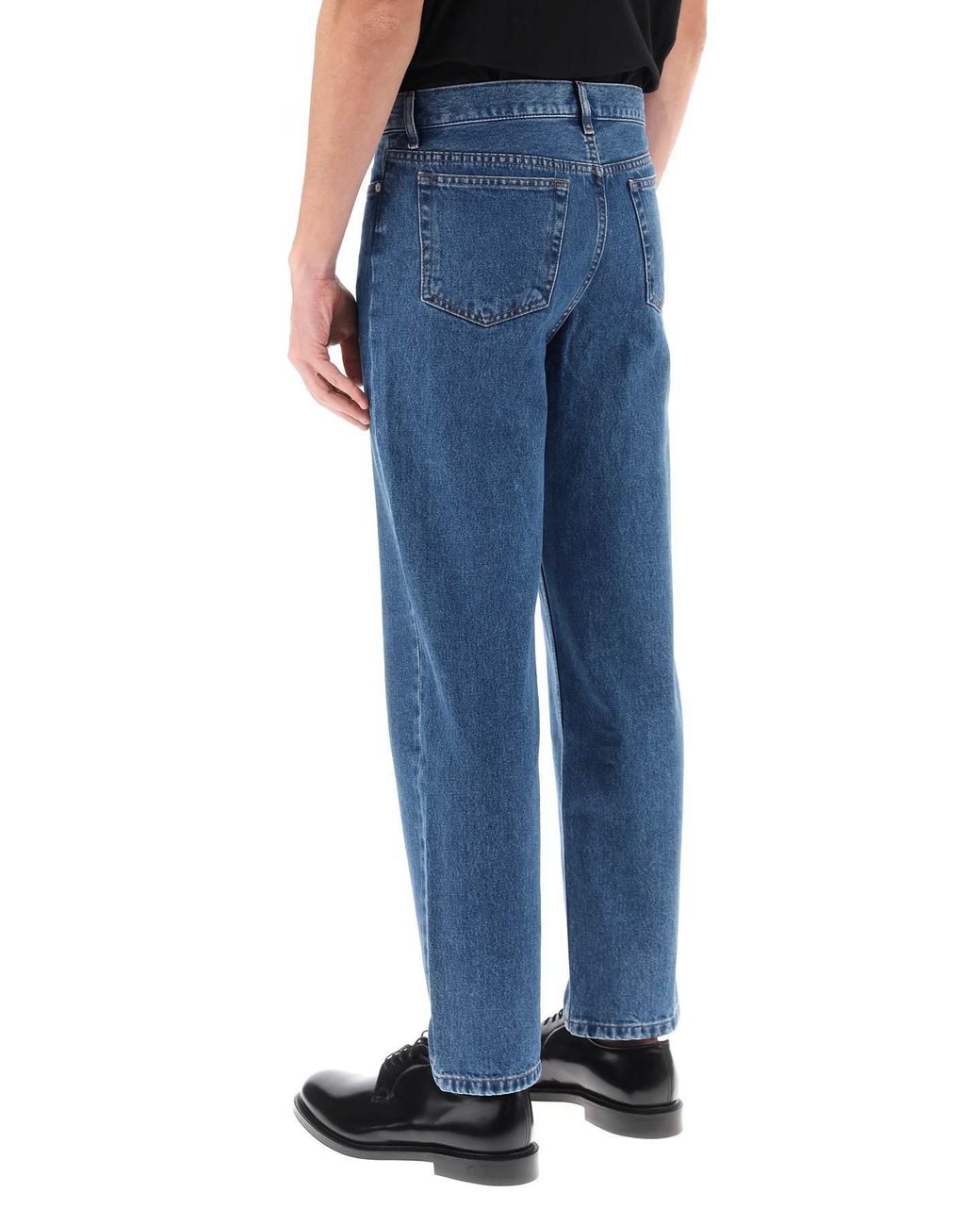 A.P.C. Blue Button Detailed Straight Leg Jeans for men