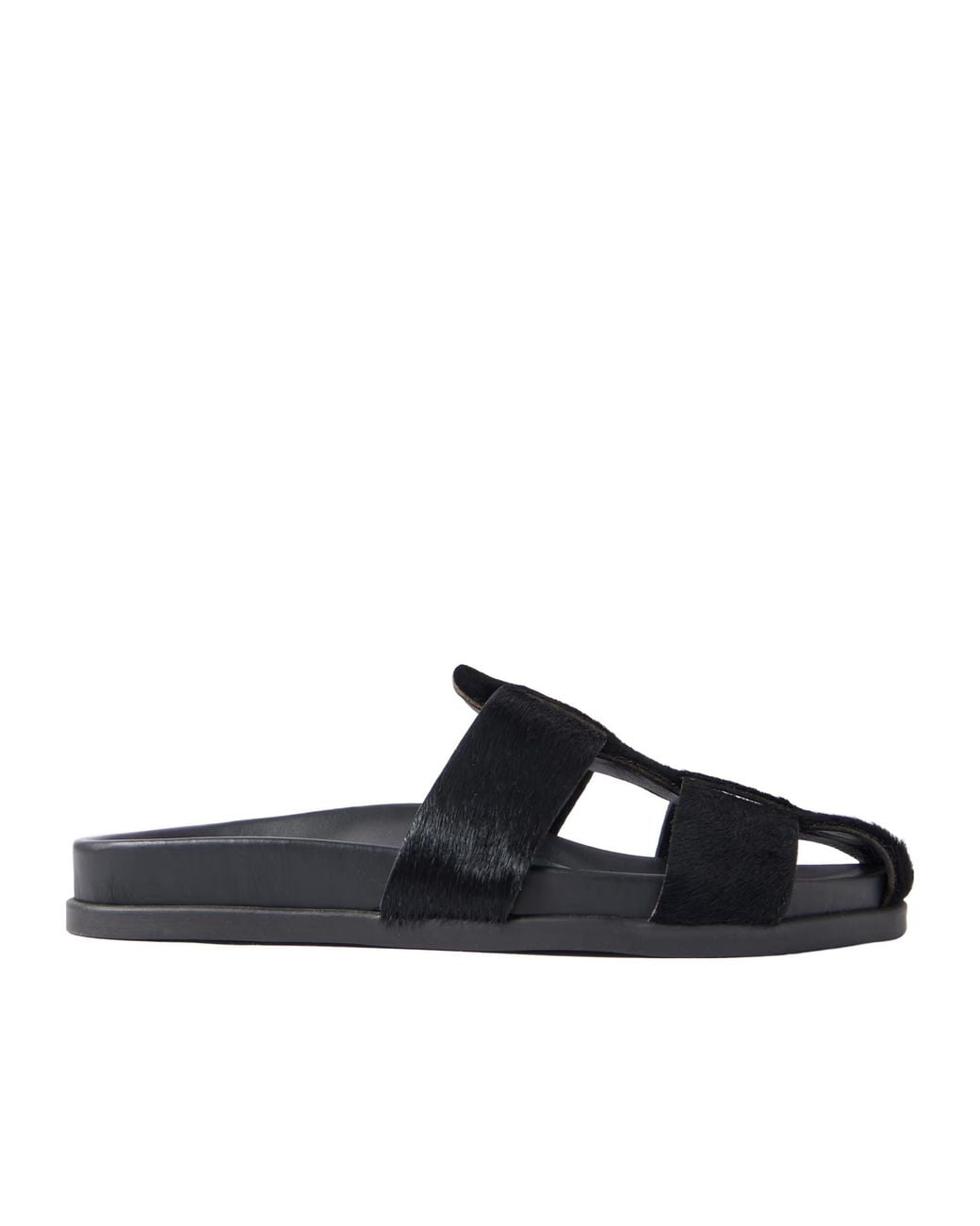 Ancient Greek Sandals Black Calf Hair Sandals