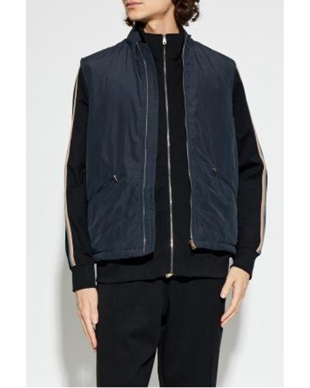 Paul Smith Blue Stand Up Collar Insulated Vest for men