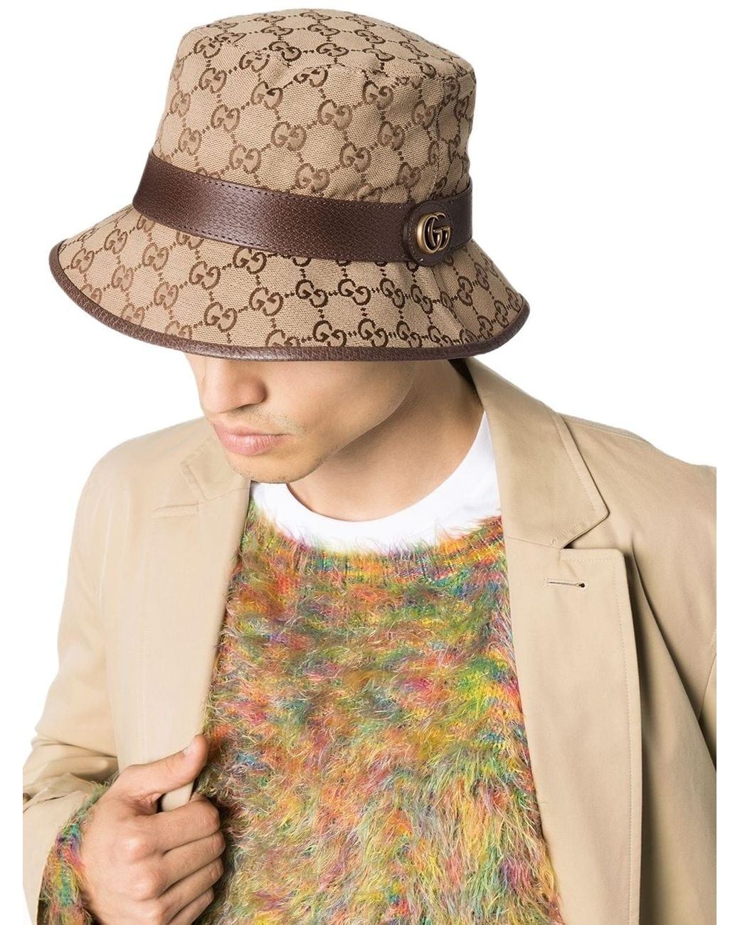 Gucci Natural Gg Monogrammed Fedora Hat for men