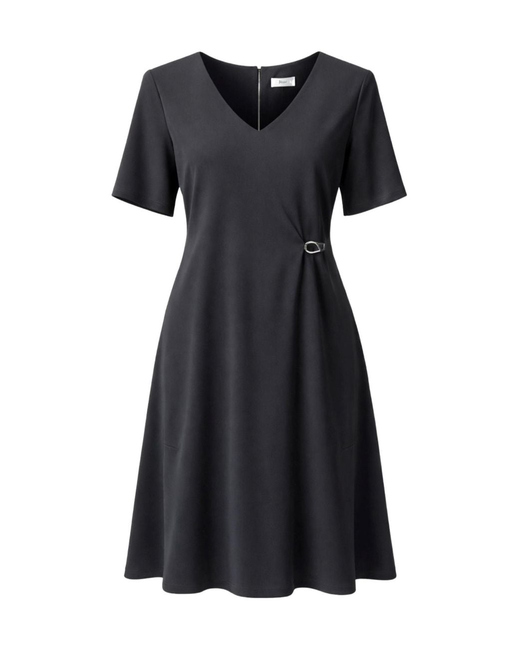 Herno Black Short Sleeved V-Neck Midi Dress