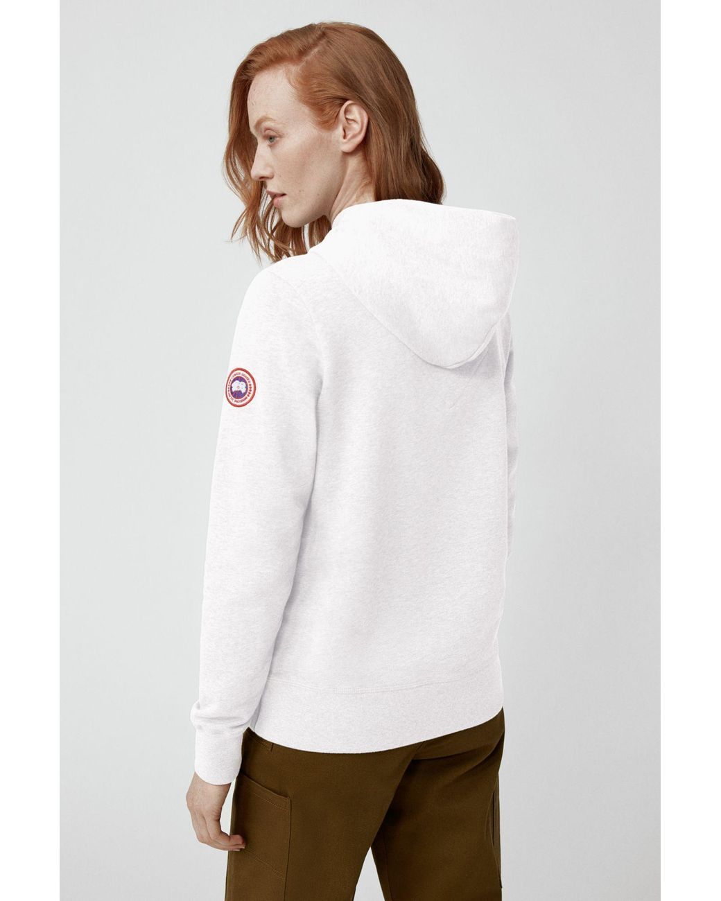 Canada Goose White Logo-Patch Cotton Hoodie