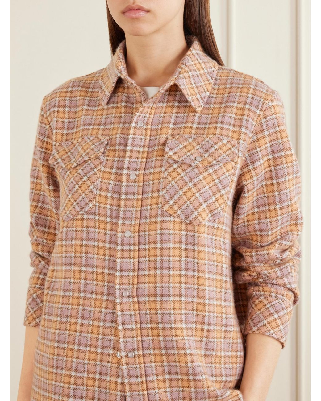 God's True Cashmere Natural Midnight Rose Checked Cashmere Shirt