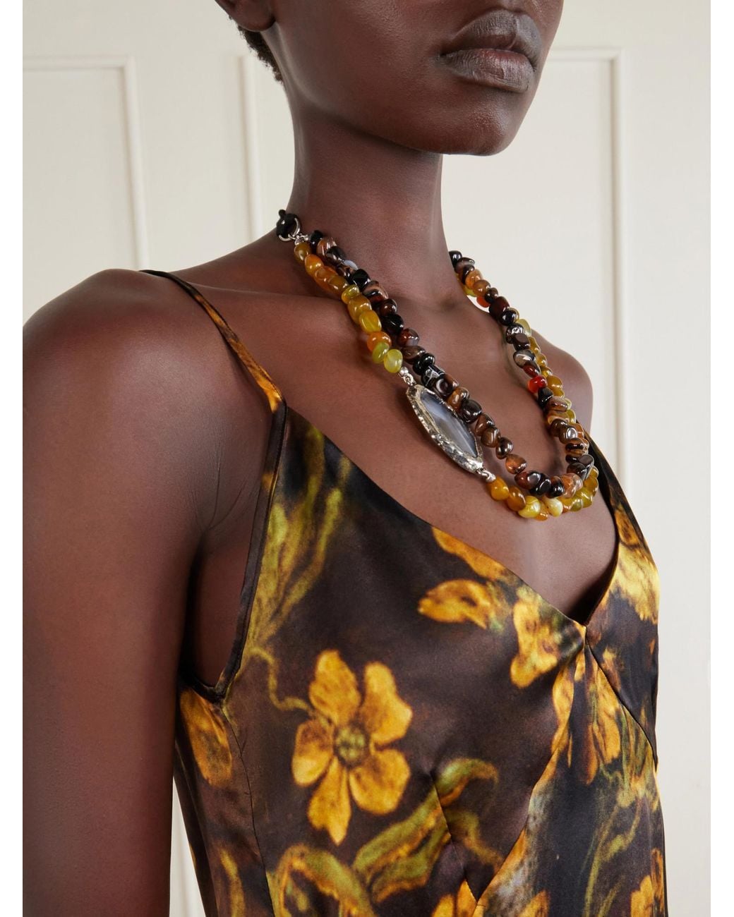 Dries Van Noten Multicolor Floral-Print Silk-Satin Midi Dress