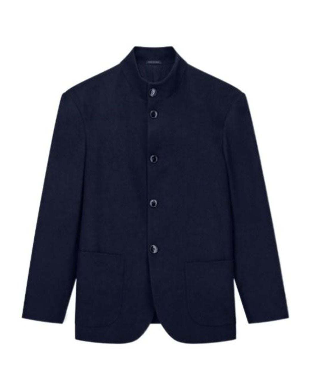 Giorgio Armani Blue Stand Collar Buttoned Jacket for men