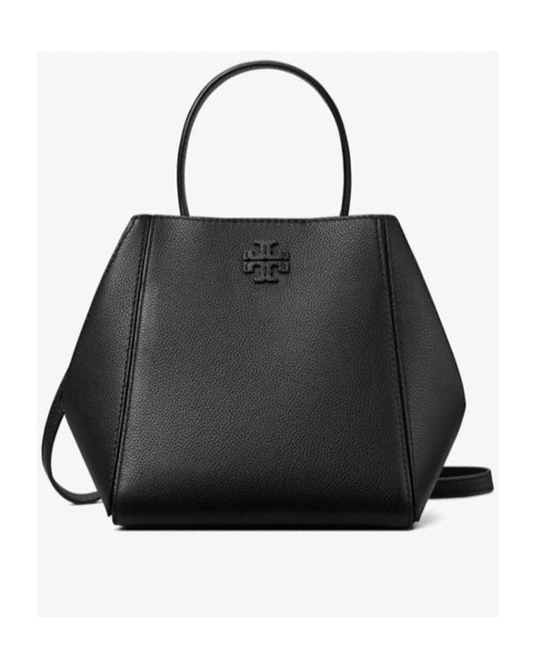 Tory Burch Black Small Mcgraw Logo Plaque Bucket Bag