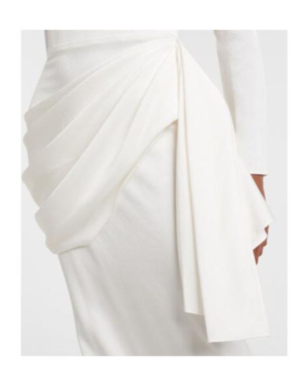 Alex Perry White Bridal Draped Crepe Satin Bustier Gown