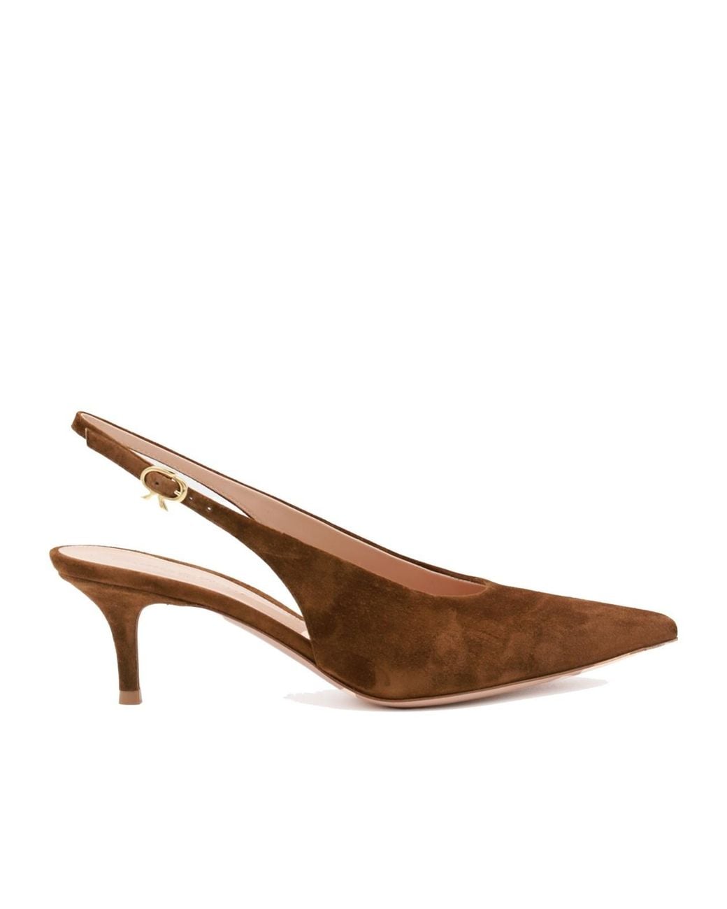 Gianvito Rossi Brown Robbie Kitten Heel Slingback Pumps