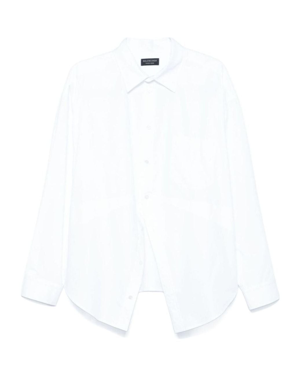 Balenciaga White Chest Pocket Long-Sleeved Shirt