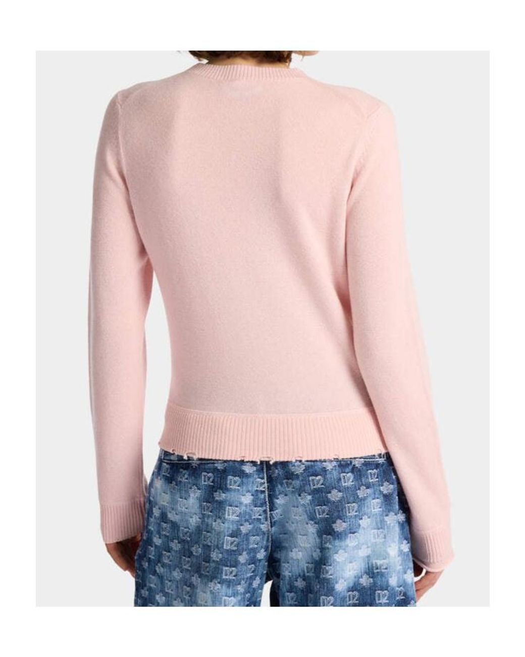 DSquared² Pink Distressed Pocket Knitted Sweater