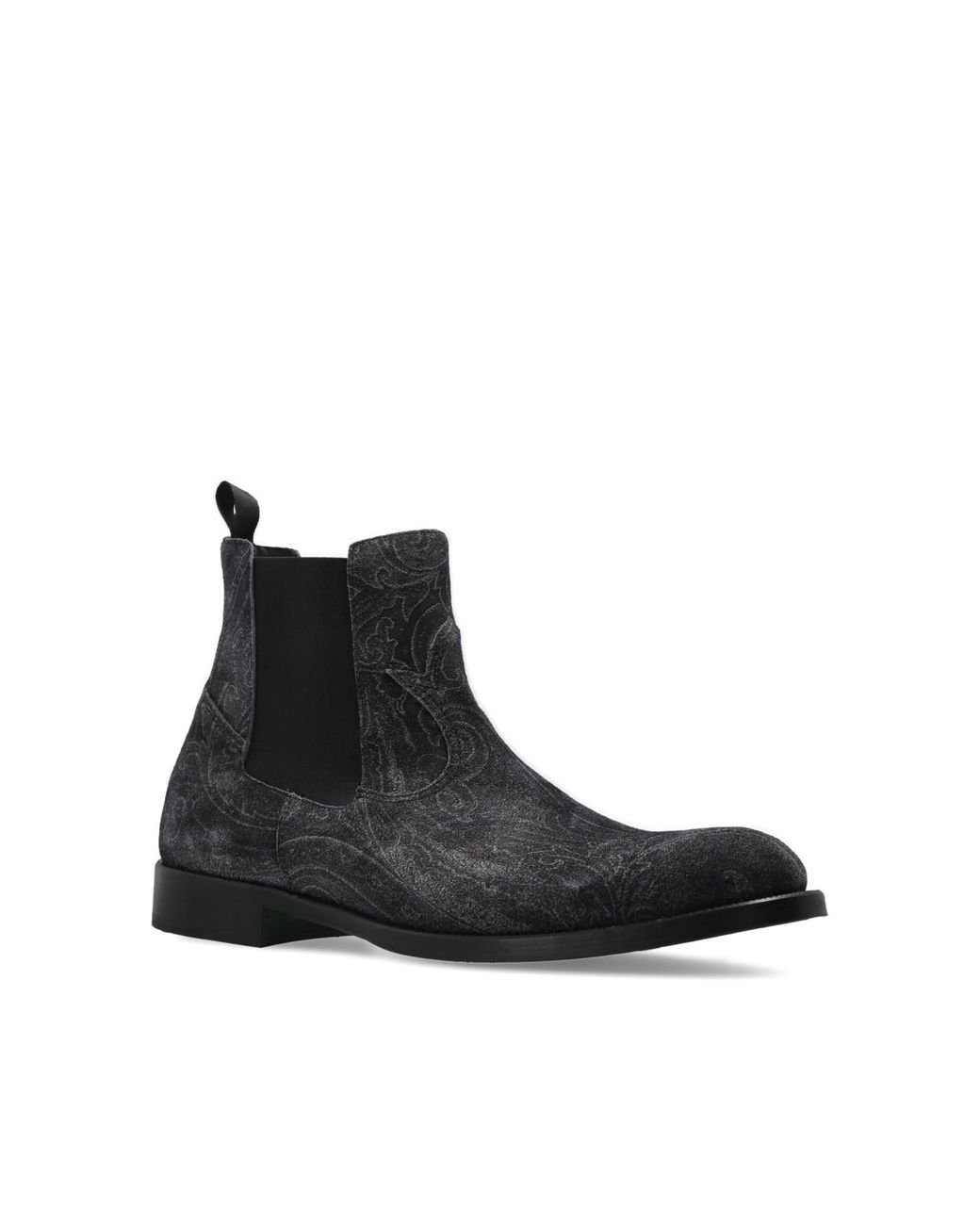 Etro Black Paisley Chelsea Boots for men