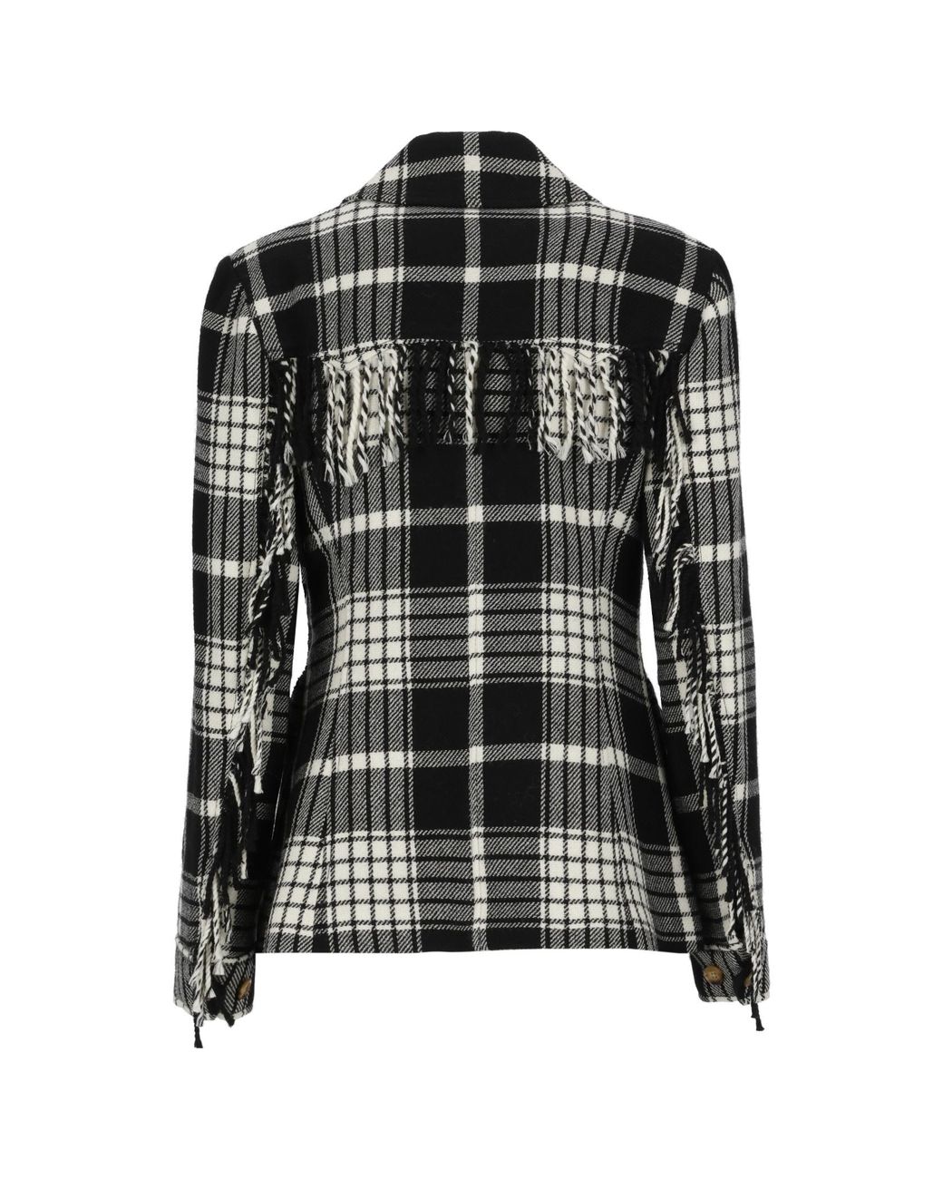 Polo Ralph Lauren Black Plaid Fringe-Trim Jacket