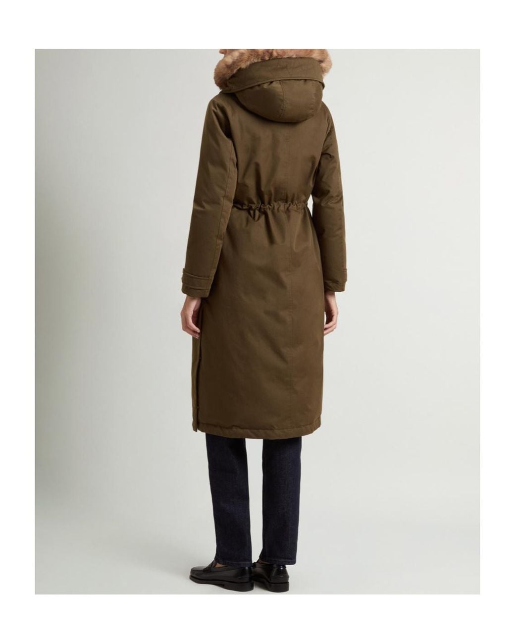 Woolrich Green Padded Hooded Long Coat