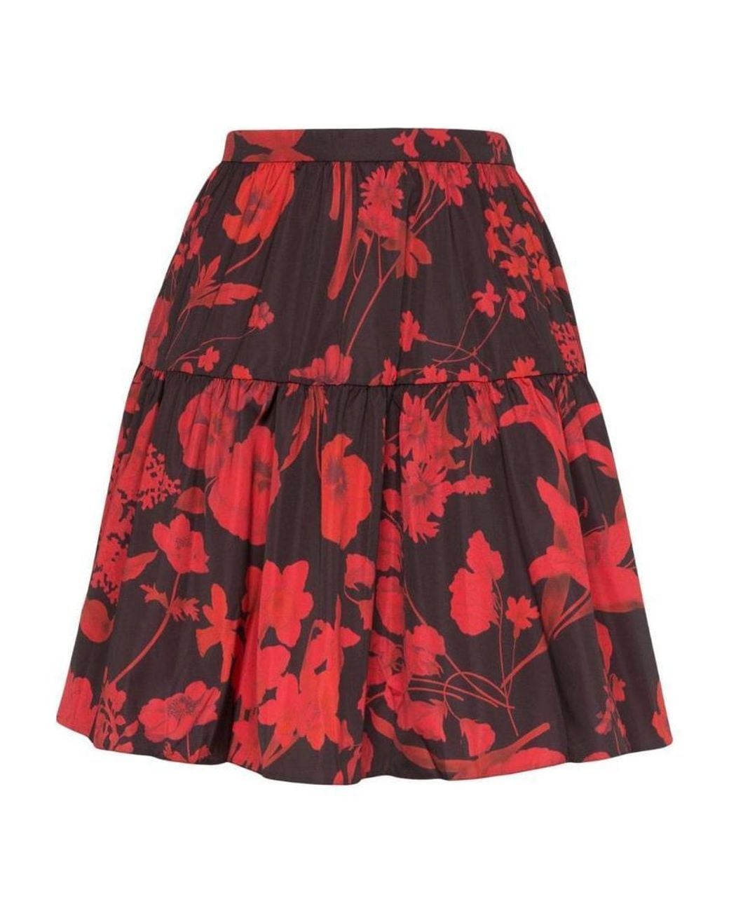 Valentino Red Floral Print Mini Skirt