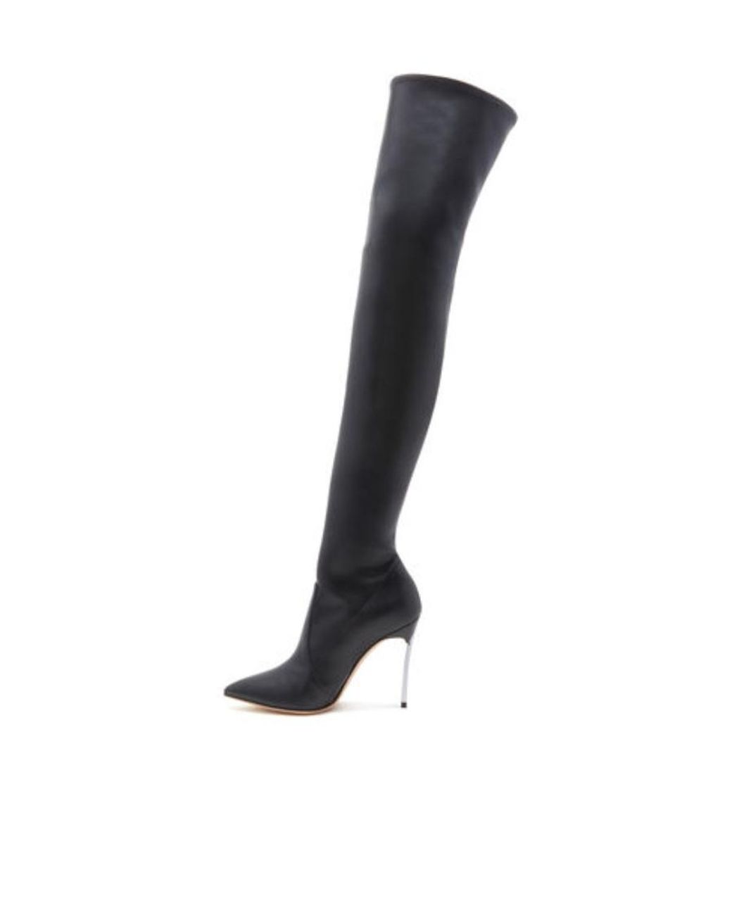 Casadei Black Blade 100Mm Thigh-High Boots