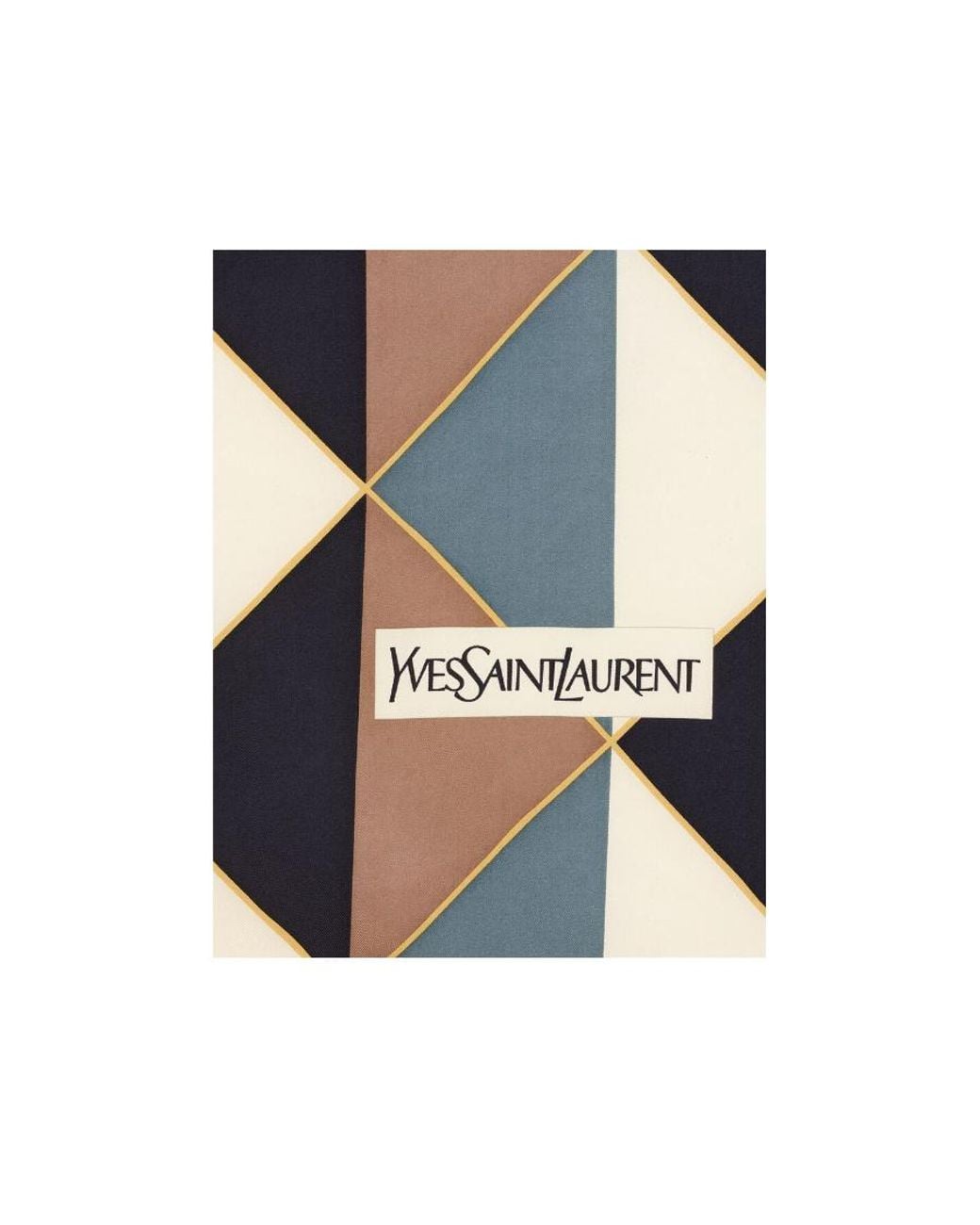 Saint Laurent Blue Geometric-Print Silk Scarf for men