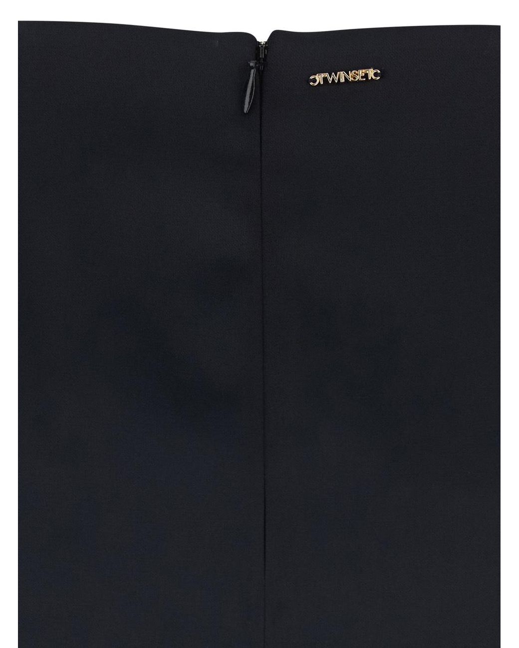 Twinset Blue Logo Plaque Zipped Skirt