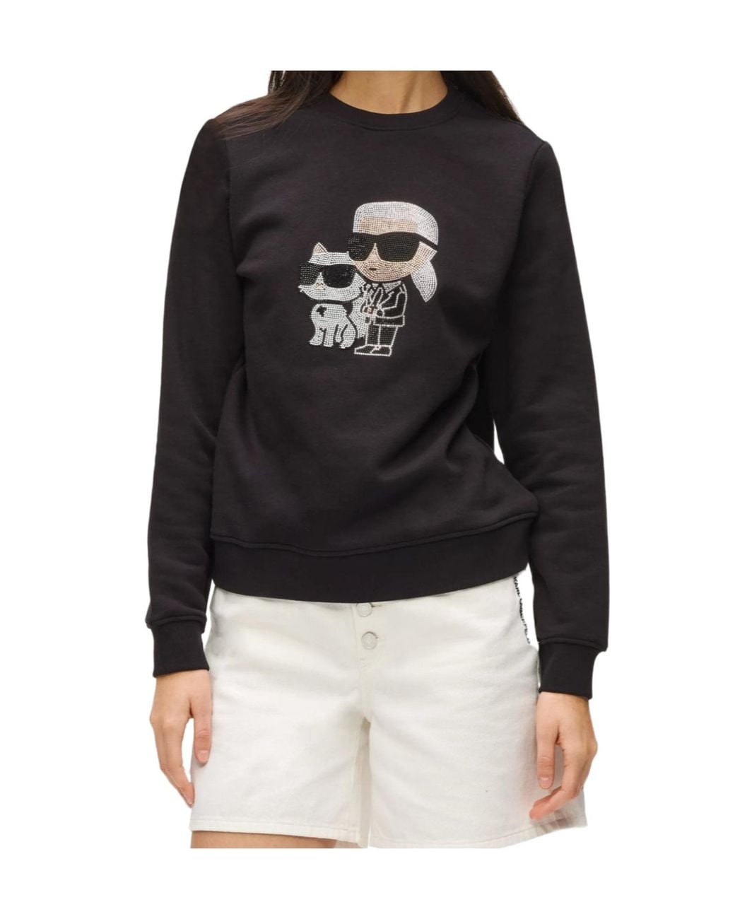 Karl Lagerfeld Black Crystal-Embellished Sweatshirt