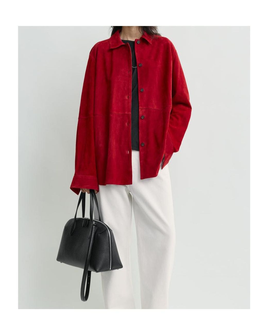 Totême  Red Buttoned Suede Overshirt