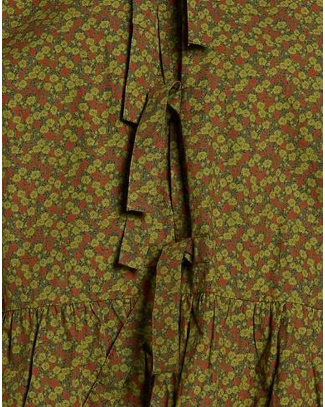 Ganni Green Floral Short Sleeve Shirt