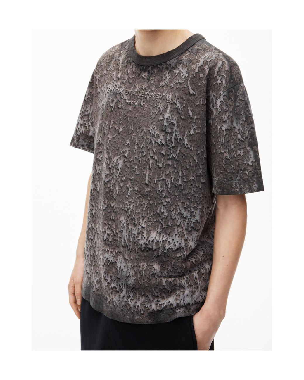 Alexander Wang Gray Logo Embossed Splatter Wash T-Shirt for men